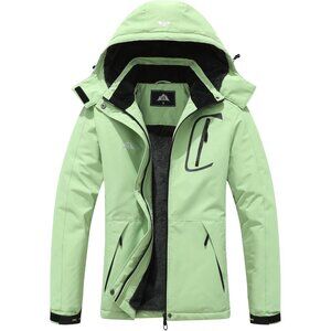 Women's Fruit Green Waterproof Ski Jacket Winter Warm Outdoor Snowboard Jacket